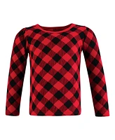 Hudson Baby Baby Girls Hudson Thermal Long Sleeve Tees 5pk, Buffalo Plaid Leopard, 6-12 Months