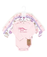 Touched by Nature Baby Girls Organic Cotton Long-Sleeve Bodysuits, Retro Dino, Preemie