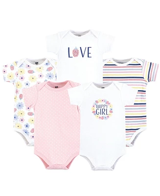 Hudson Baby Girls Cotton Bodysuits, Happy Girl, Preemie