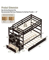 Twin Over Twin Bunk Bed with Storage Shelf and Drawer