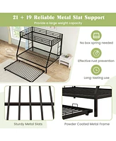 Twin Over Full Bunk Bed Frame with Trundle for Guest Room