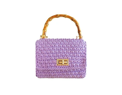 Airmail Mini Crochet Handbag In Mauve Purple