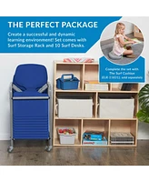 ECR4Kids The Surf Portable Lap Desk with Mobile Storage Cart, Peacock Blue, 10-Pack