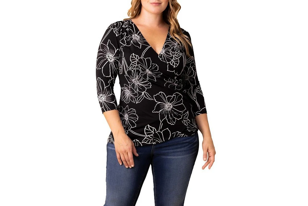 Kiyonna Plus Femme Fatale Faux Wrap Top