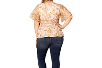 Kiyonna Plus Rosalie Embroidered Wrap Top