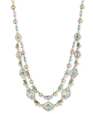 Marchesa Gold-Tone Mixed Stone Layered Statement Necklace, 16" + 3" extender