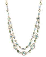 Marchesa Gold-Tone Mixed Stone Layered Statement Necklace, 16" + 3" extender