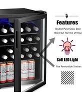 Zafro 24 Bottle Wine Cooler/Cabinet Beverage Refrigerator Small Mini Wine Cellar Beer Soda Clear Glass Door Bar Fridge Quiet Operation Compressor Adju