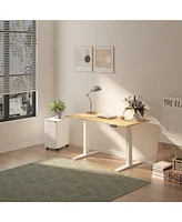 Flexispot E7-commercial W Electric Adjustable Standing Desk, Curved Bamboo Top
