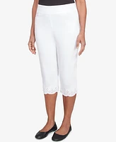 Alfred Dunner Women's Crystal Springs Eyelet Cuff Capri Pants