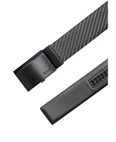 Kenneth Cole Reaction Men's Exact System Track Lock Matte Black Plaque Buckle Belt