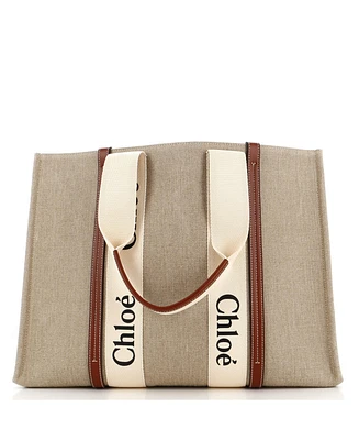 Pre-Owned Chloe Large Woody Tote Canvas with Leather