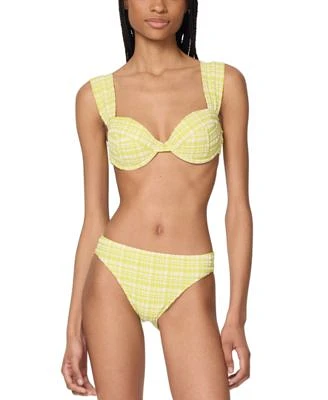 Kate Spade New York Womens Underwire Bikini Top Plaid High Cut Bottoms