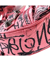 Pre-Owned Balenciaga Xs Le Cagole Graffiti Giant Studs Shoulder Bag Leather