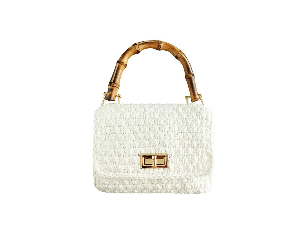 Airmail Mini Crochet Handbag In White