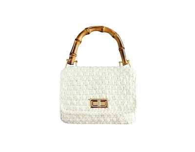 Airmail Mini Crochet Handbag In White