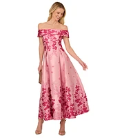 Adrianna Papell Women's Floral-Print Off-The-Shoulder Dress
