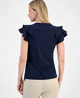 Tommy Hilfiger Women's Cotton Ruffled-Front T-Shirt