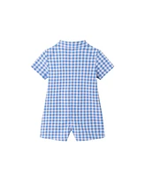 Andy & Evan Baby Boys Blue Plaid Shirtall w/Bowtie