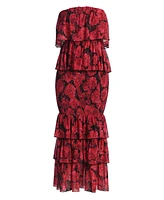 Jluxlabel Women's Floral Casa Blanca Ruffle Dress