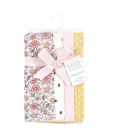 Hudson Baby Boys and Girls Cotton Poly Flannel Burp Cloths 8-Pack, Pink Yellow Pretty Floral, One Size