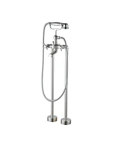 3-Handle Traditional Freestanding Bathtub Faucet (Brush Nickel)