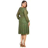 Lara Women's Beaded Midi Dress with Long Sleeves