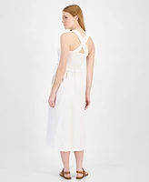 Tommy Hilfiger Women's Cotton Smocked Sleeveless Midi Dress