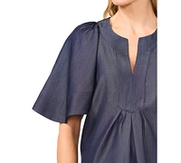 CeCe Women's Flutter-Short-Sleeve V-Neck Top
