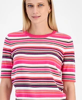 Nautica Jeans Women's Cotton Striped Short-Sleeve Sweater