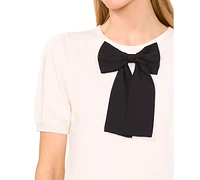 CeCe Women's Bow-Trim Short-Sleeve Sweater