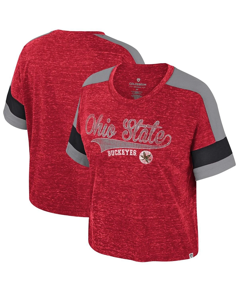 Colosseum Women's Scarlet Ohio State Buckeyes Color Block Scoop Neck T-Shirt