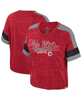 Colosseum Women's Scarlet Ohio State Buckeyes Color Block Scoop Neck T-Shirt