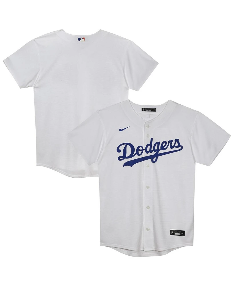 Outerstuff Juvenile White Los Angeles Dodgers Home Blank Replica Jersey