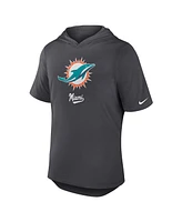 Nike Men's Anthracite Miami Dolphins Tri-Blend Performance Hoodie T-Shirt