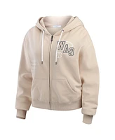 Wear by Erin Andrews Women's Tan Washington Wizards Tonal Felt Patch Full-Zip Hoodie