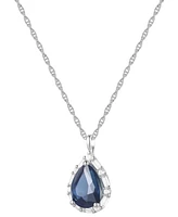 Emerald (1 ct. t.w.) & Diamond (1/5 ct. t.w.) Teardrop Halo 18" Pendant Necklace in 14k Gold (Also in Ruby & Sapphire)