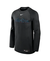 Nike Men's Black Miami Marlins Authentic Collection Game Time Raglan Performance Long Sleeve T-Shirt