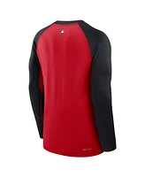 Nike Men's Red/Navy Cleveland Guardians Authentic Collection Game Time Raglan Performance Long Sleeve T-Shirt