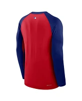 Nike Men's Red/Royal Texas Rangers Authentic Collection Game Time Raglan Performance Long Sleeve T-Shirt