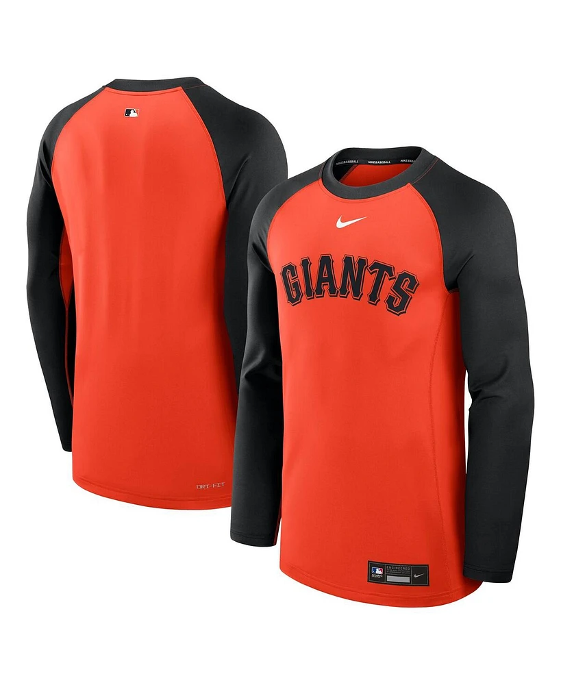 Nike Men's Orange/Black San Francisco Giants Authentic Collection Game Time Raglan Performance Long Sleeve T-Shirt