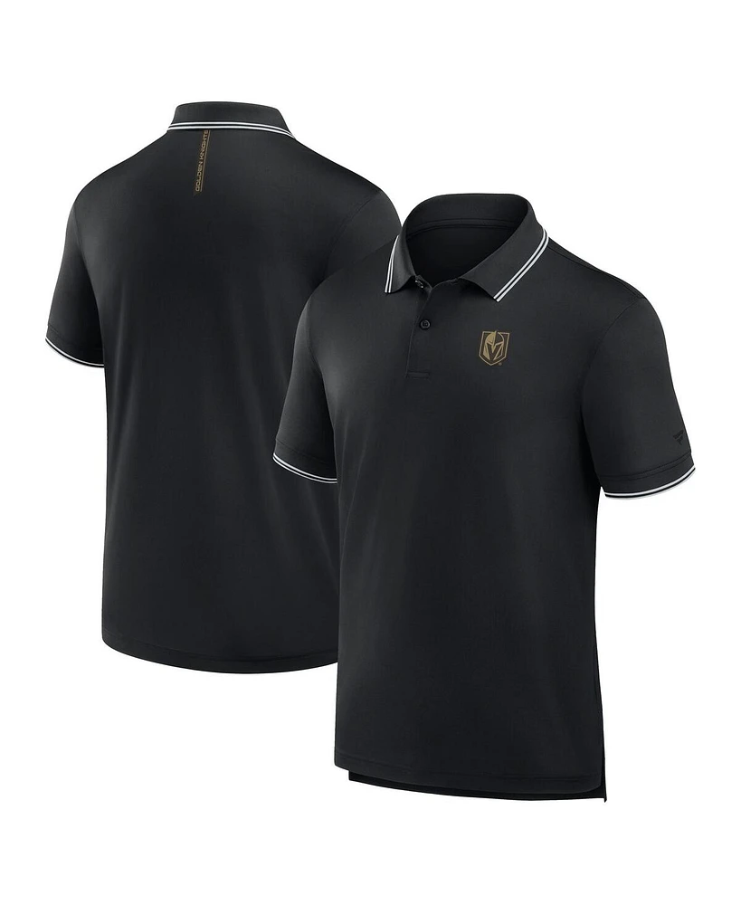 Fanatics Men's Black Vegas Golden Knights Front Office Move Mono Polo Shirt
