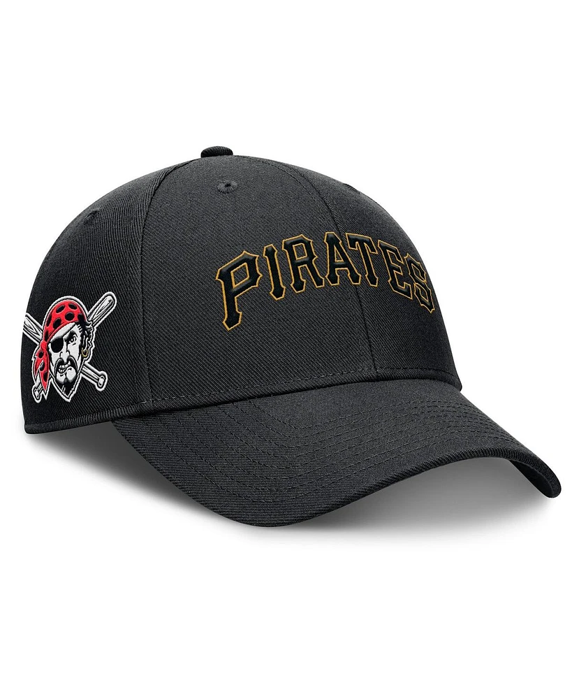 Nike Men's Black Pittsburgh Pirates Rise Gaberdine Adjustable Hat