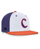 Nike Men's White/Purple Clemson Tigers On-Field Dugout True Performance Fitted Hat