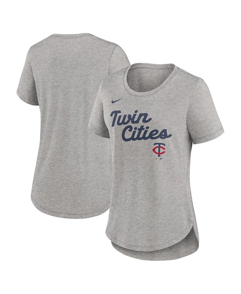Nike Women's Heather Gray Minnesota Twins Script Tri-Blend T-Shirt