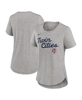 Nike Women's Heather Gray Minnesota Twins Script Tri-Blend T-Shirt
