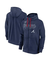 Nike Men's Navy Atlanta Braves Knockout Script Full-Zip Hoodie