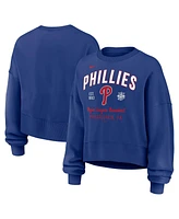 Nike Women's Royal Philadelphia Phillies Oversized Long Sleeve Cropped Pullover Sweatshirt