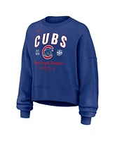 Nike Women's Royal Chicago Cubs Oversized Long Sleeve Cropped Pullover Sweatshirt