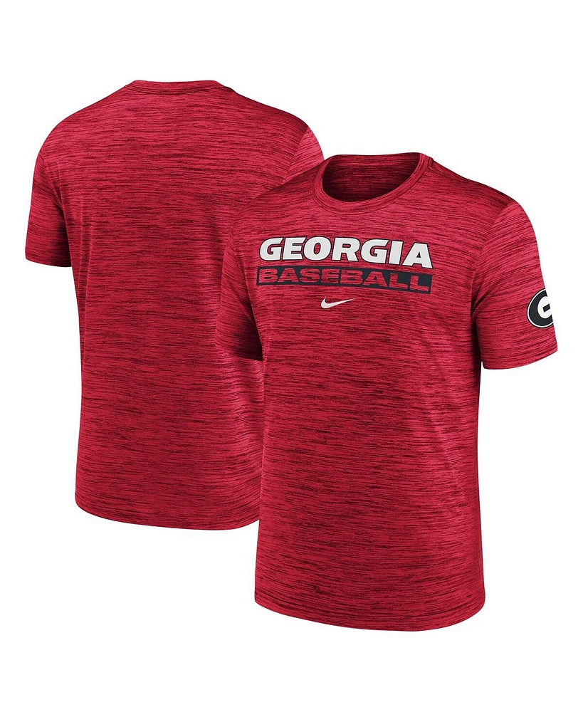Nike Men's Red Georgia Bulldogs Velocity Baseball Wordmark Stack Performance T-Shirt